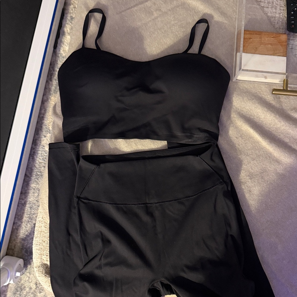 SKIMS Black Bralette and High-Waist Leggings Set